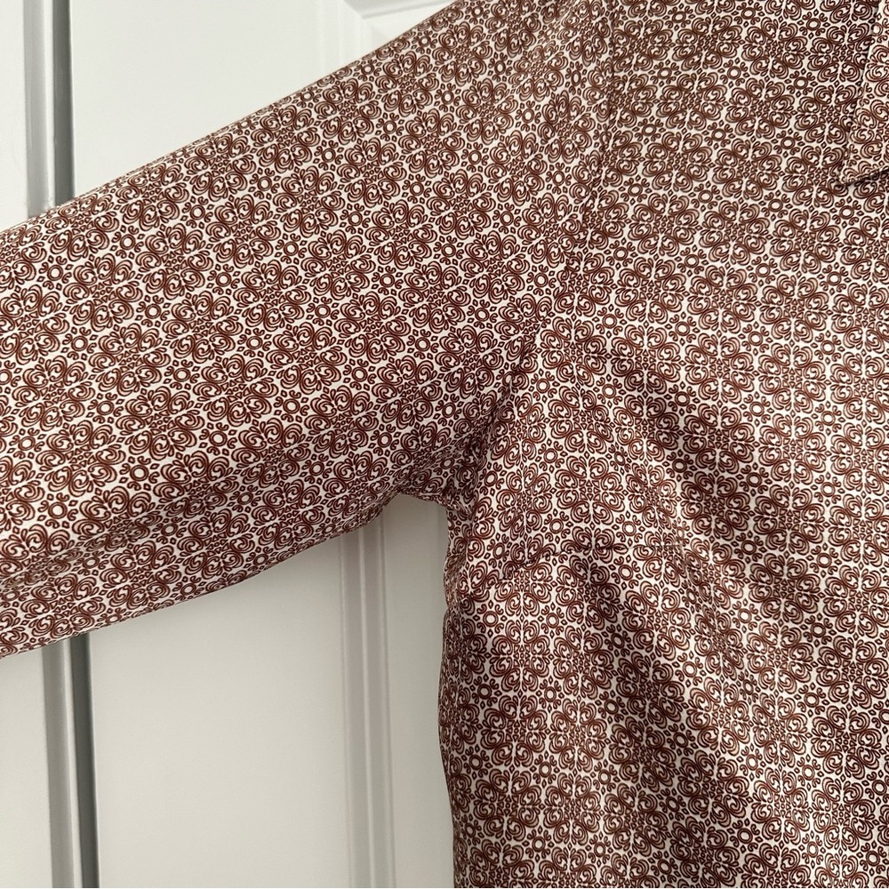 Apostrophe Patterned Satin Tie Front Button Down … - image 6